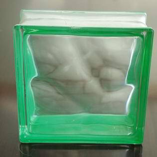 Green Side-Color Cloudy Glass Block